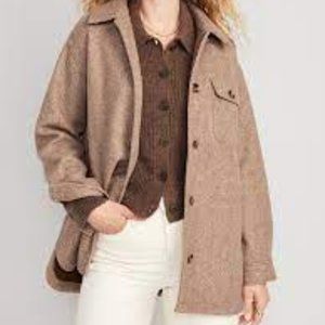 NEW Old Navy Soft-Brushed Shacket for Women XL Camel NWT